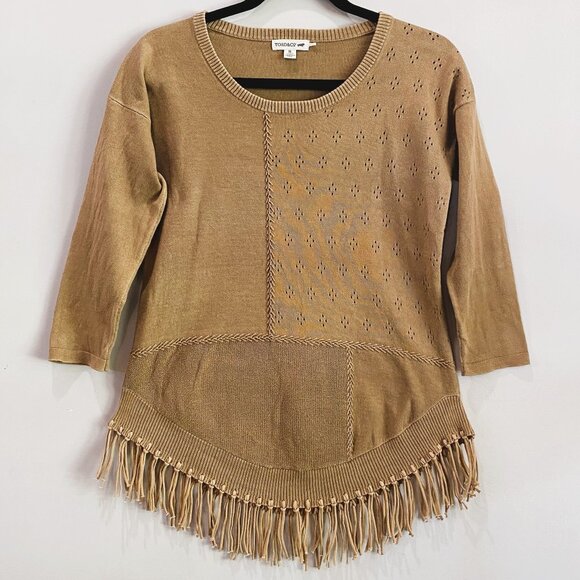 Toad&Co Women's Tan Sweater with Fringe - Picture 2 of 8